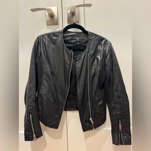 Rag’n’Bone leather Moto jacket with knit detail
